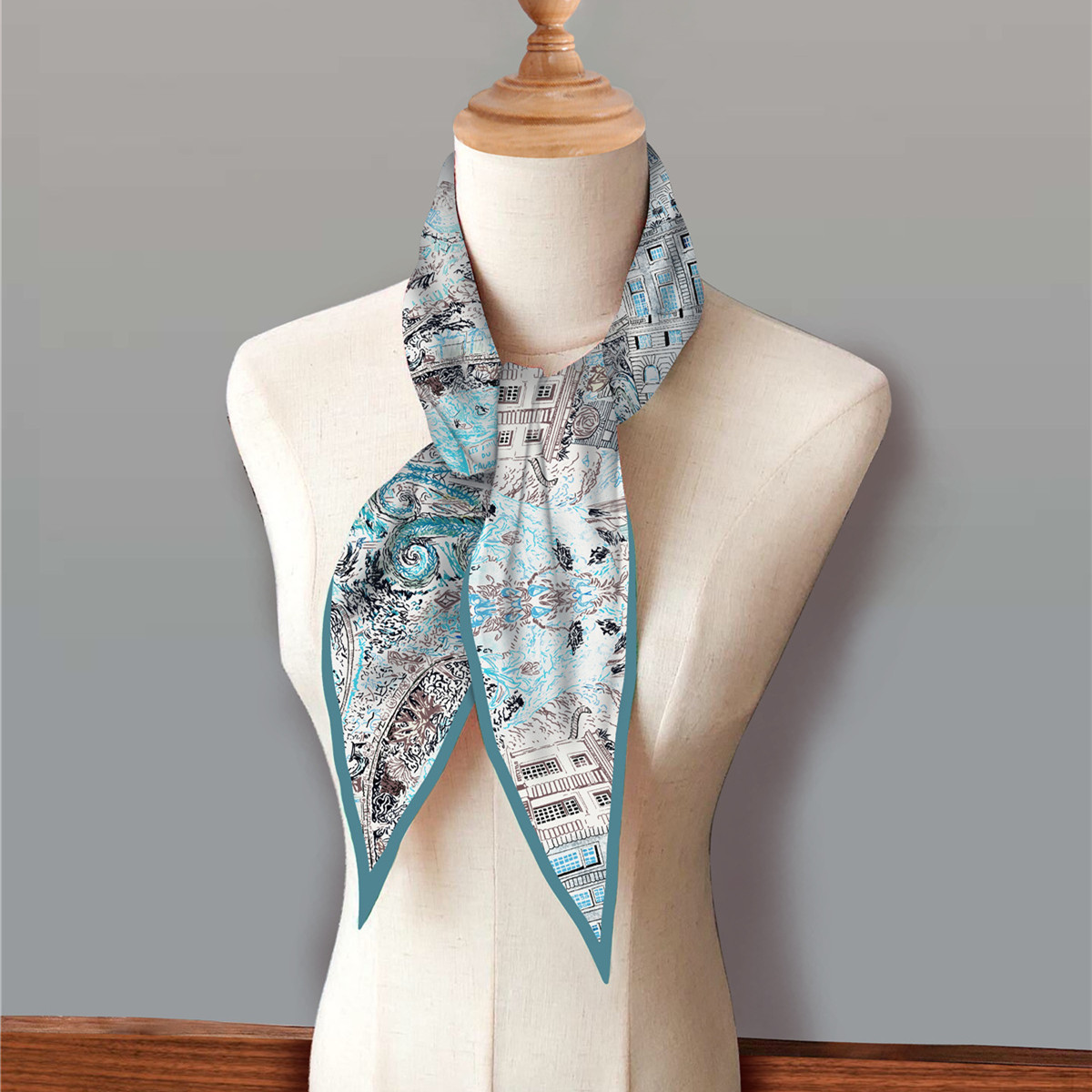 Français rétro diamant écharpe marque Foulard en soie femme luxe Bandana bandeau Hijab Foulard foulard châle pour dames