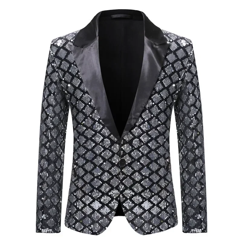 S-XL 2025 Nouveau Hommes Automne vitation Mode Sur Mesure Blazer Paillettes Plaid Décontracté Plus La Taille Africain Hommes Blazer