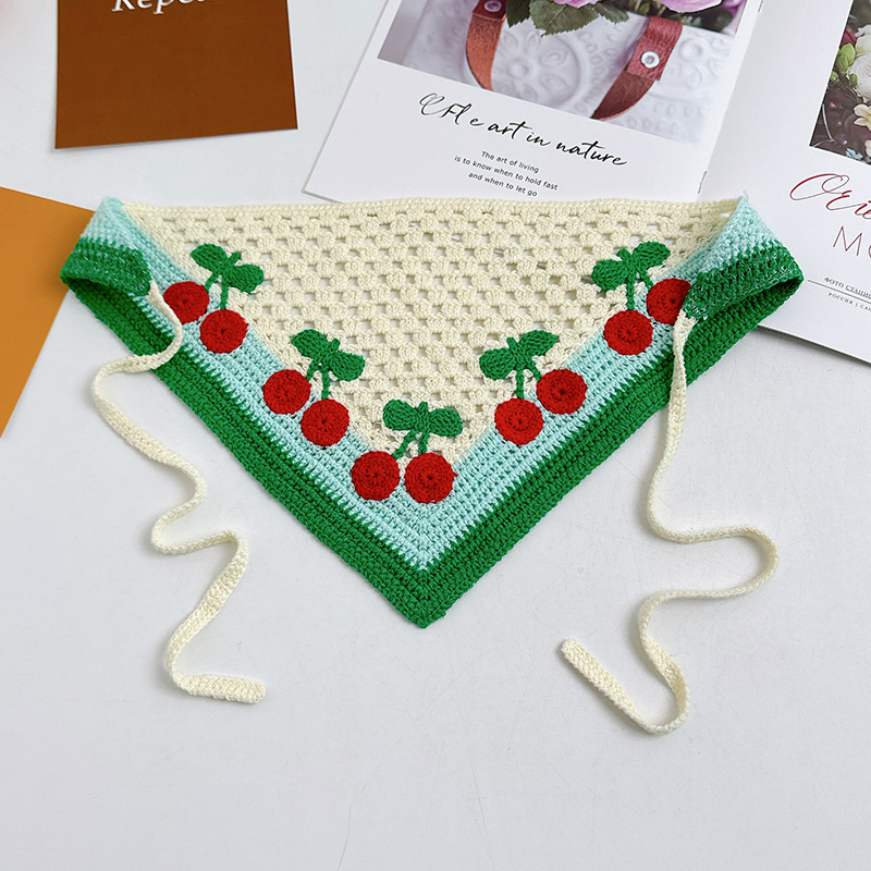 Nouveau foulard de cheveux triangulaire tricoté à la main rétro français pour les femmes printemps été voyage Photo polyvalent doux sangle foulard chapeau