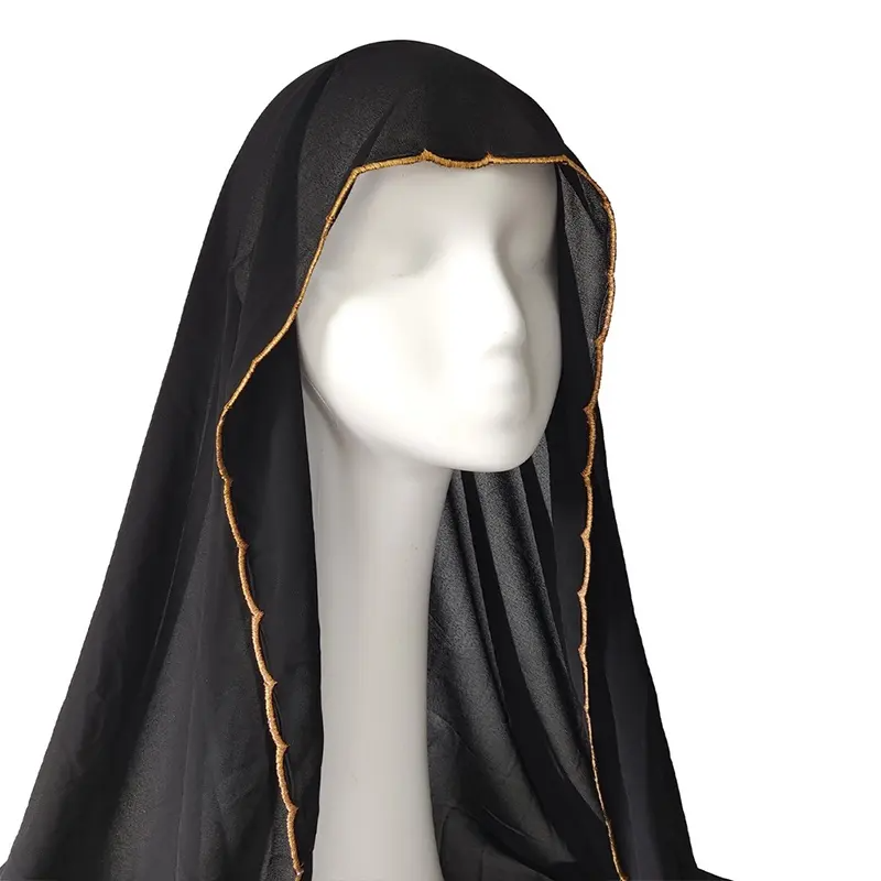 Châles Hijab en mousseline de soie musulmane, écharpe en dentelle pour femmes, enveloppes de tête solides, foulards pour dames, voile musulman, 70x180cm