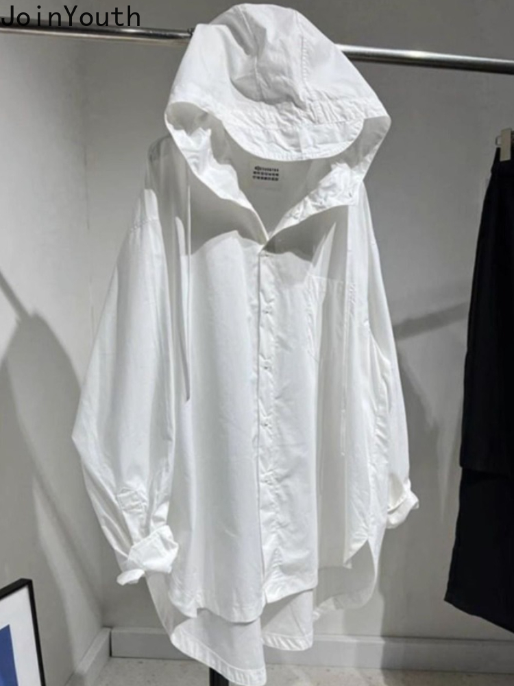 Haut pour femme Blouses surdimensionnées vêtements pour femmes 2025 Blusas Mujer De Moda chemises à capuche à manches longues décontracté mode chemisier blanc