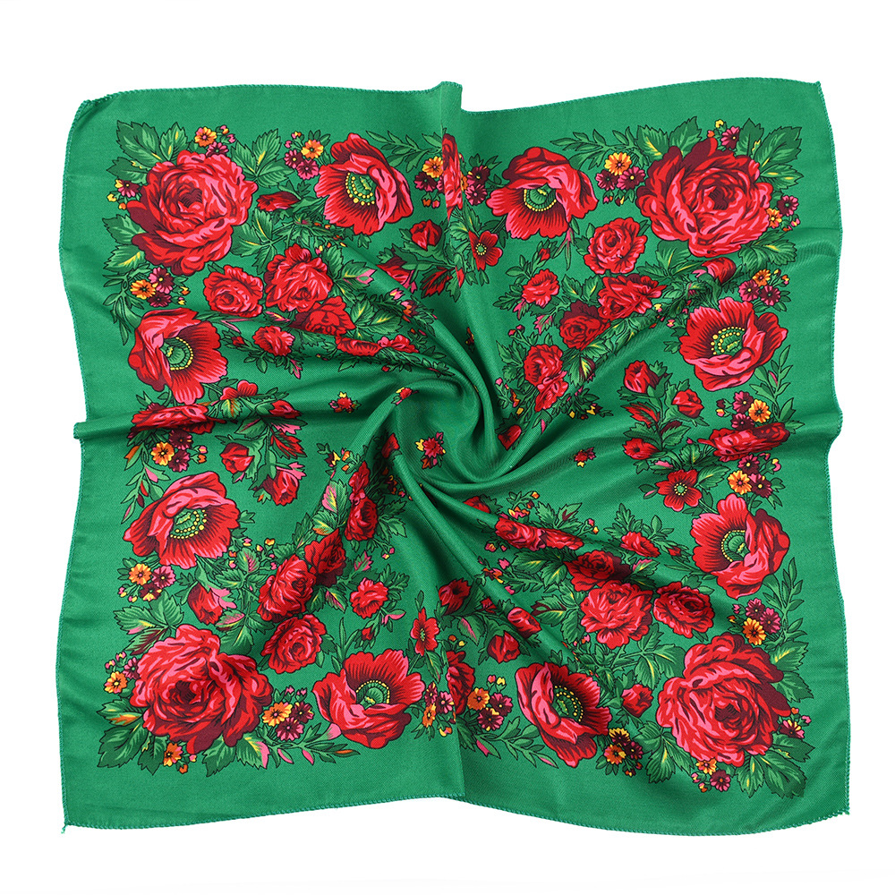 70*70 cm russe carré écharpe femmes luxe imprimé fleuri Bandana bandeau mouchoir Babushka bandeau foulards