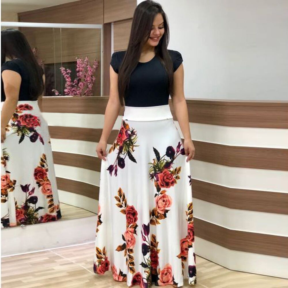 Robe d'été style bohème pour femmes, impression numérique, couleur assortie, col rond, manches courtes, style décontracté, éducatif, YRW6881