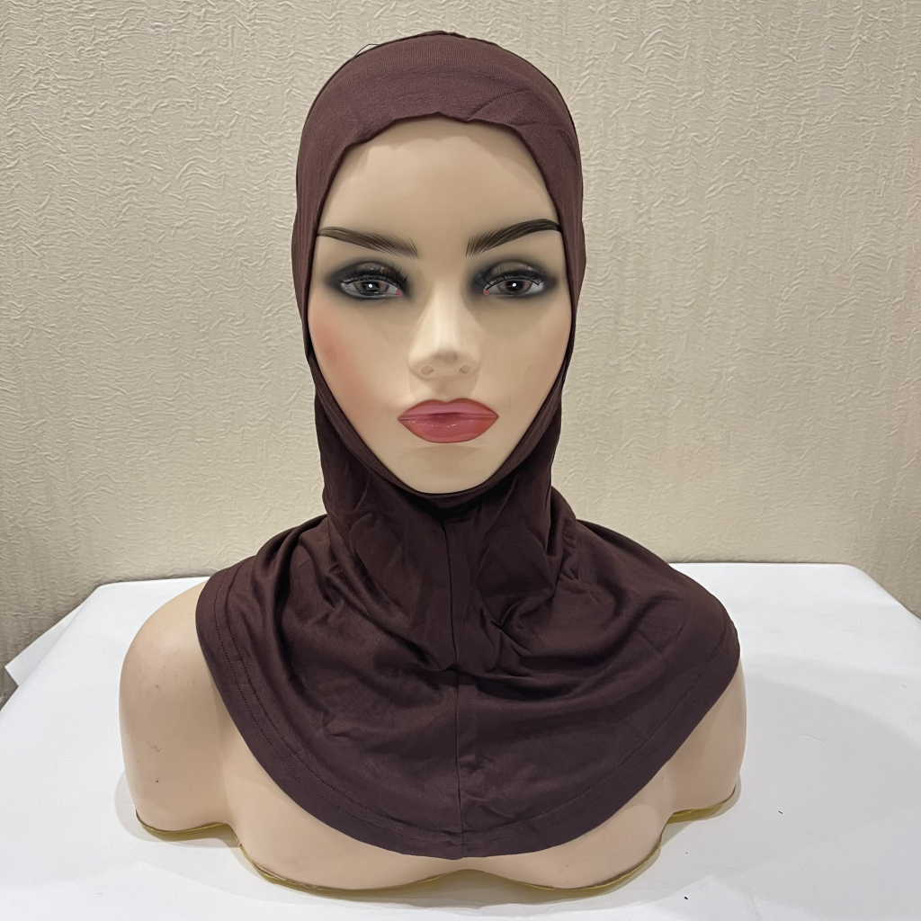 Cgem-Turban intérieur en jersey de coton modal extra long, grande taille, mince, visage Ninja, sous-écharpe, couverture complète, chapeaux musulmans, bande de sauna, casquettes turban