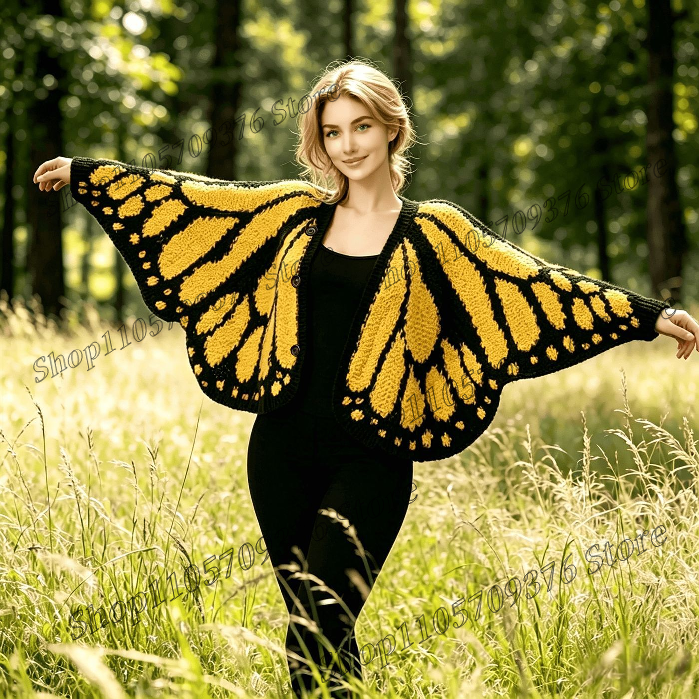 Nouveau cardigan en tricot papillon 2026 – Pull doux, respirant et chaud avec motif ailes de papillon – Pull au crochet confortable et douillet