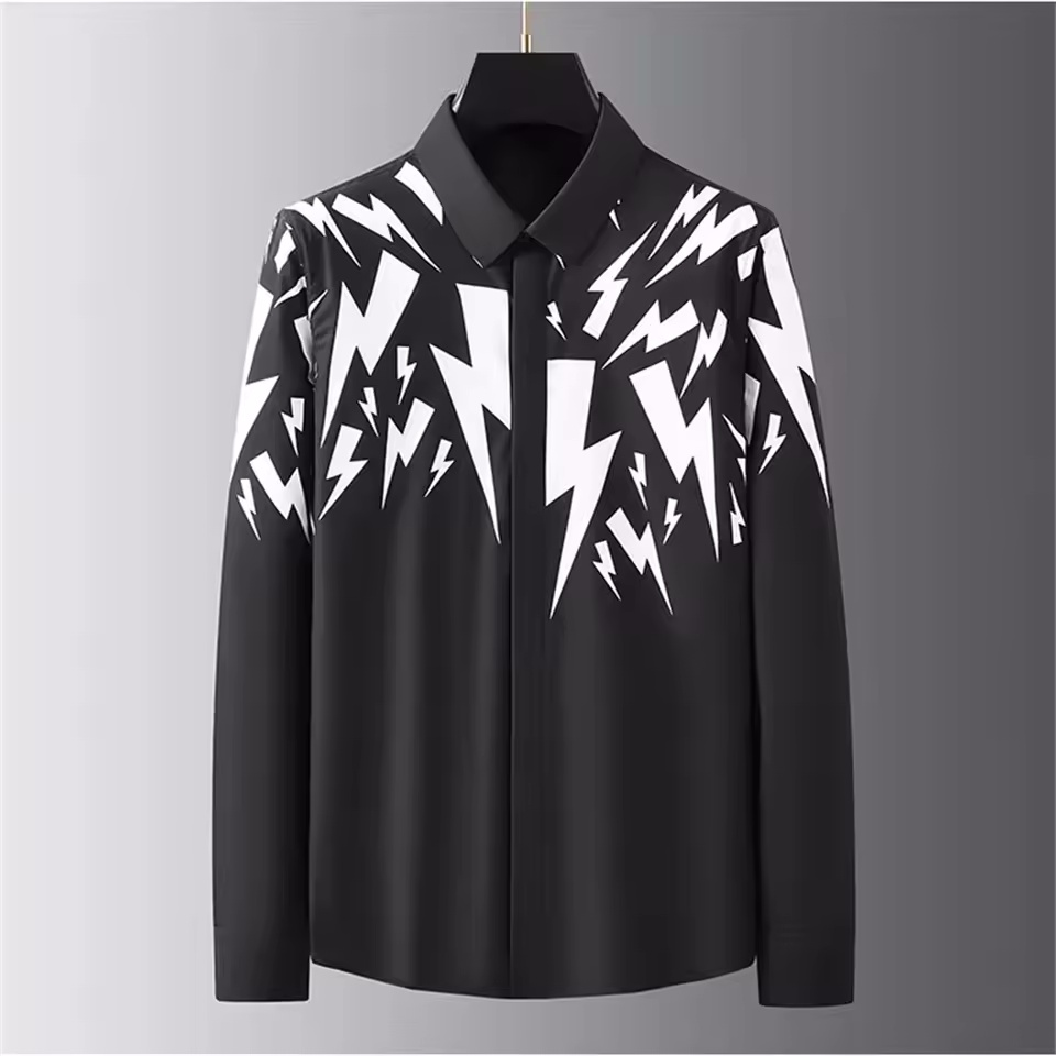 Chemises imprimées de luxe pour hommes, chemises décontractées à manches longues pour la rue à la mode, vêtements haut de gamme pour hommes de grande taille, livraison rapide