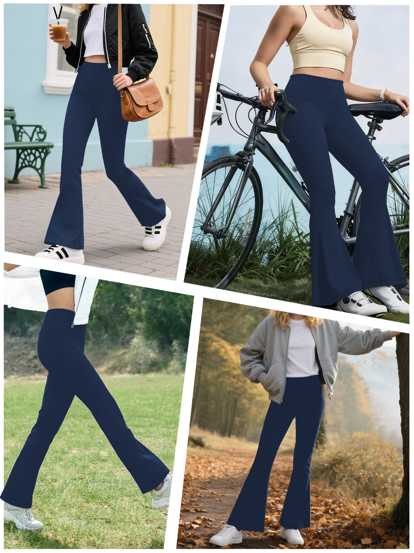 Pantalons de yoga évasés taille haute pour femmes avec bas de jambe évasé. Parfait pour le yoga ou les occasions décontractées.