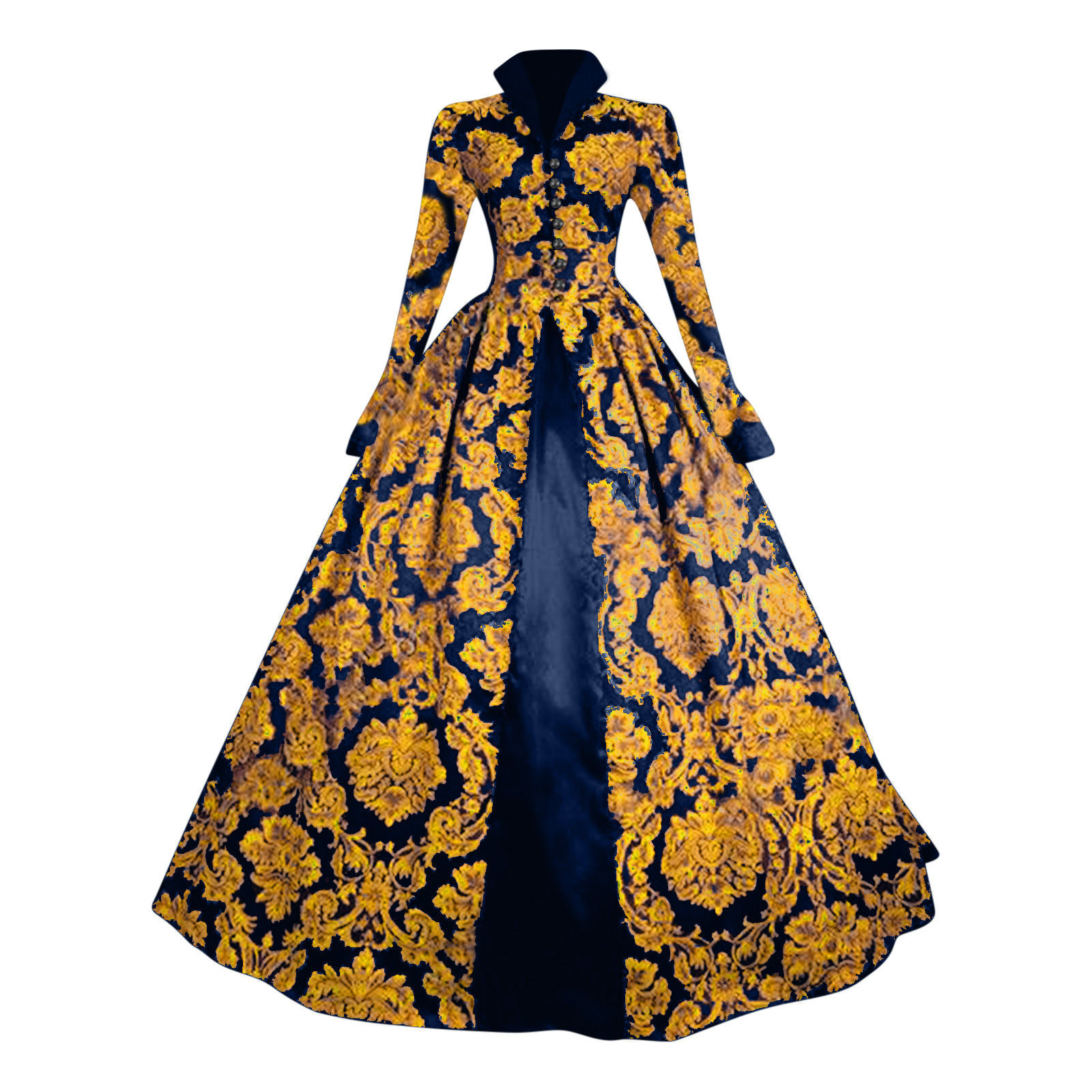 Robe de soirée victorienne pour femme, style bohème vintage, robe de bal médiévale, col montant, manches longues, longueur ras du sol, robe formelle