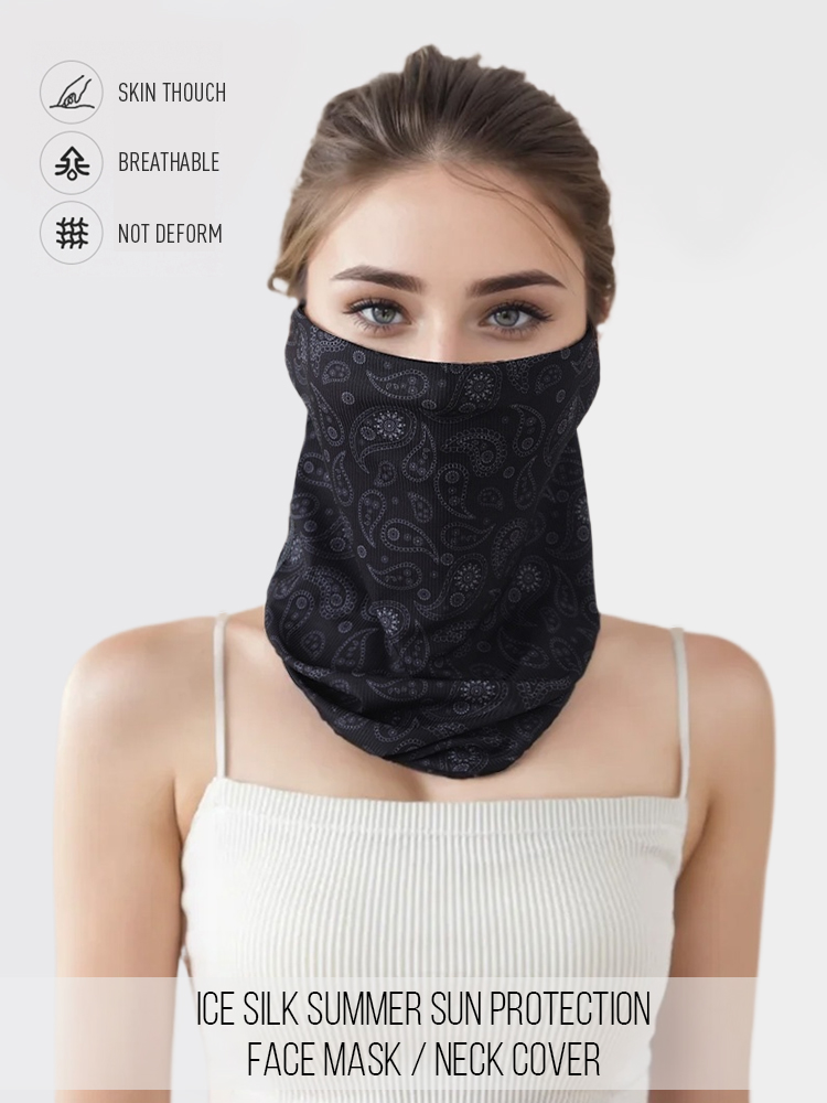 Masque de Protection solaire Paisley "Soie glacée", sensation fraîche, cache-cou Snood, écharpe tubulaire unisexe, polyvalente, équitation en plein air, printemps et été
