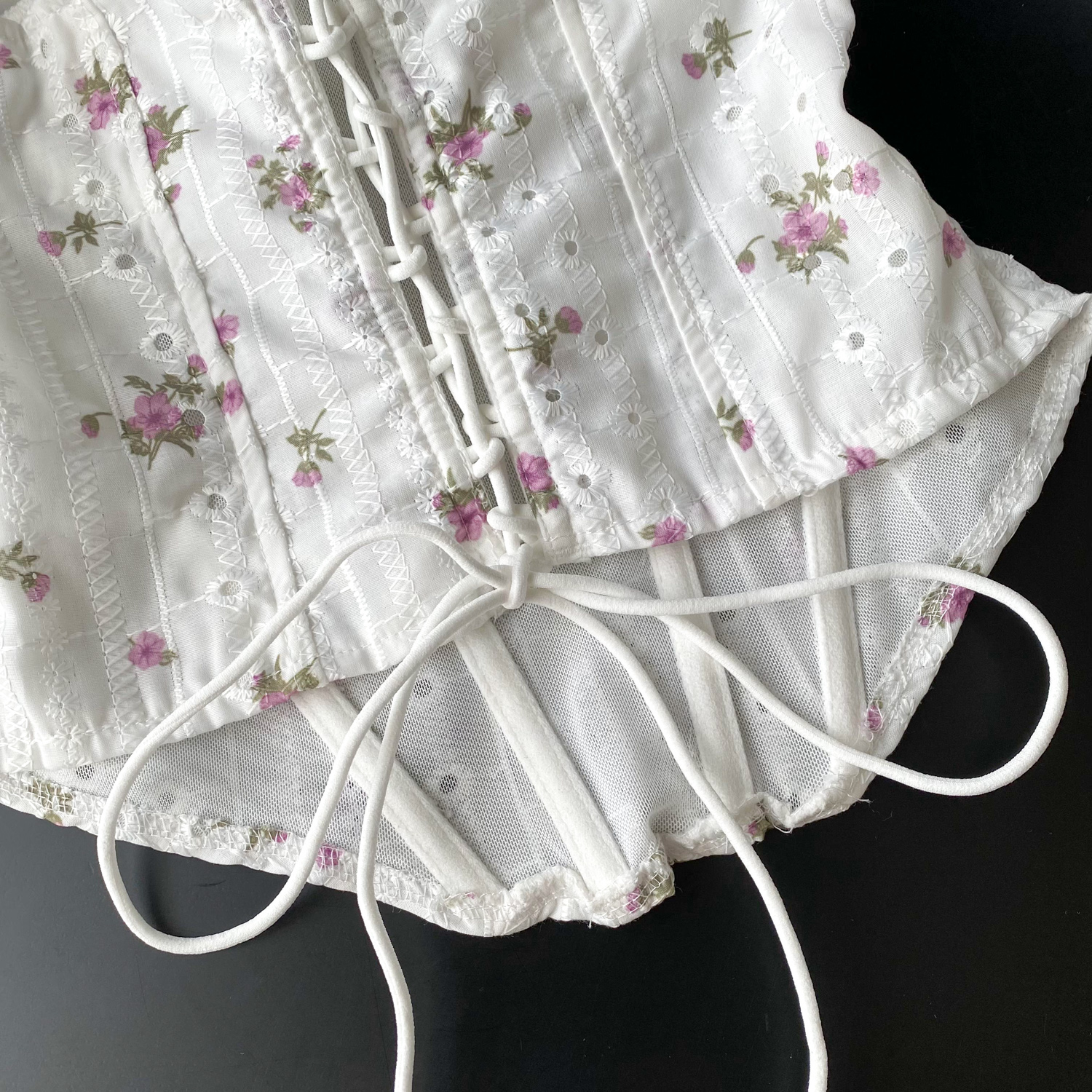 Débardeur brodé sans manches, Sexy, ajouré, Corset, Bustier, Chic, haut court, fête, haut à bretelles, Y2k