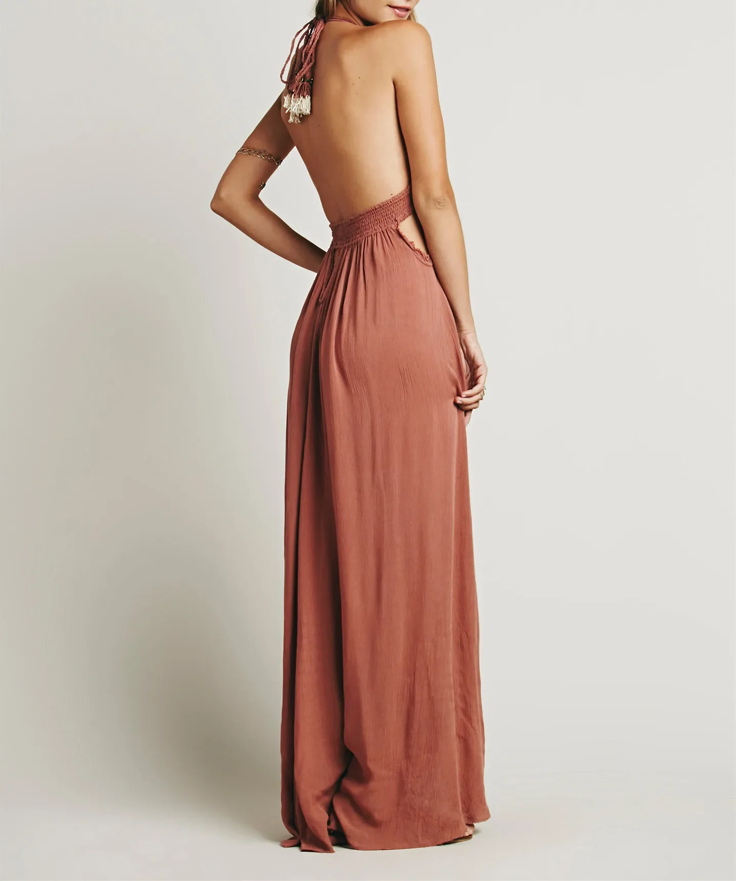 Canwedance plage robe d'été col en V dos nu Sexy robe de vacances coton Maxi robes Boho robes vacances robe sans bretelles