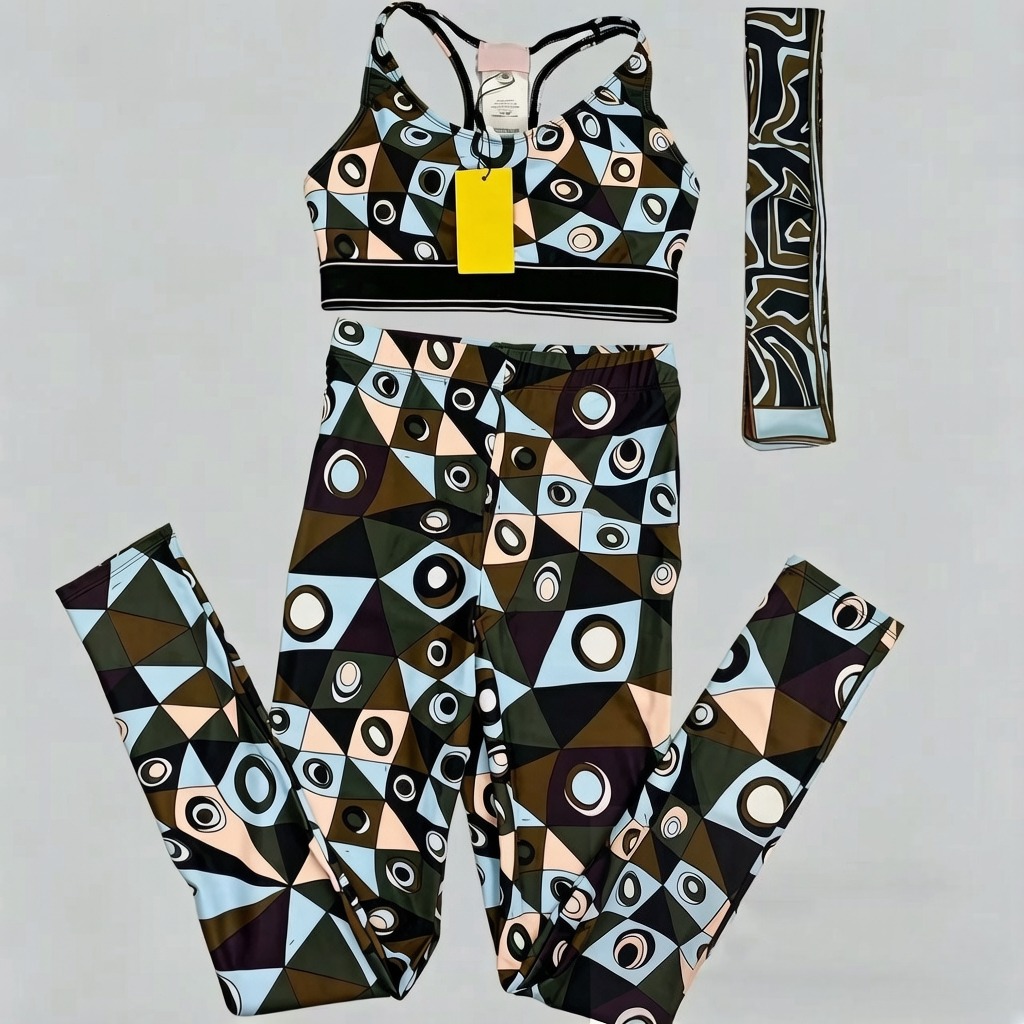 Ensembles de yoga et de sport pour femmes, design classique 2026, avec foulard bandeau et logo signature, de marque de luxe, comprenant des ensembles pantalon et des tenues de plage