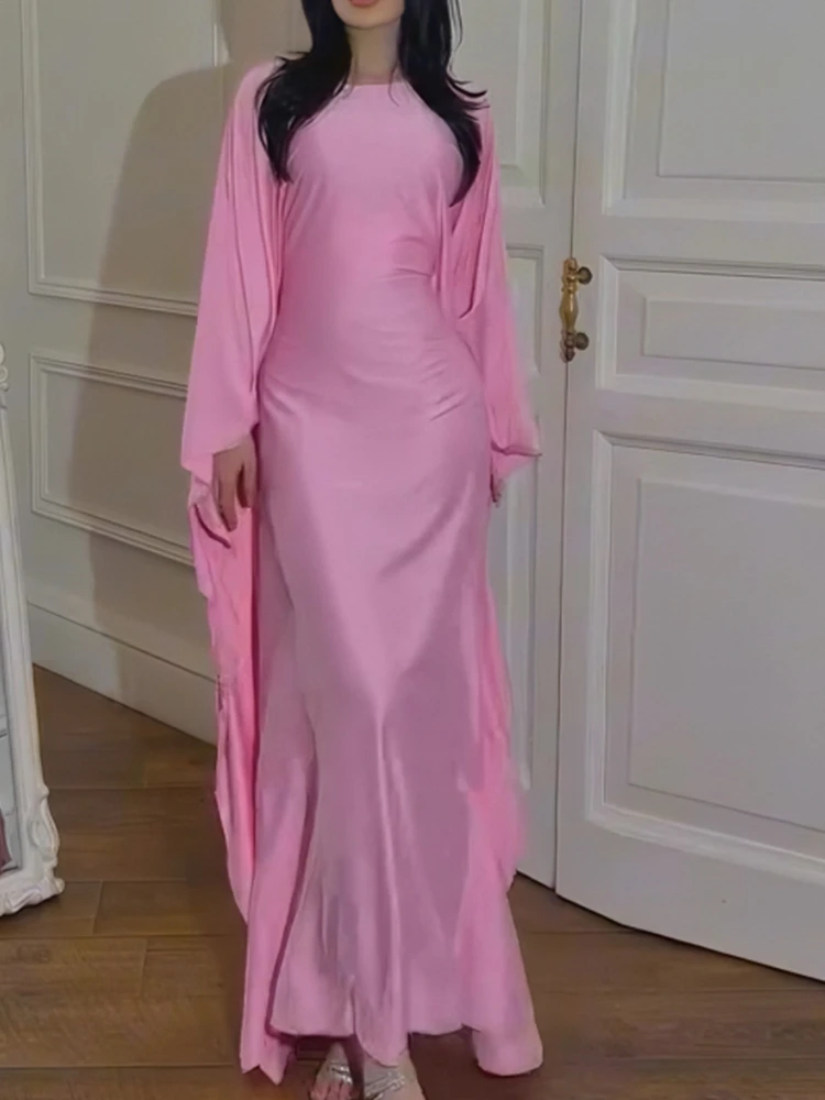 Robe de soirée musulmane à manches chauve-souris modeste pour femmes, Abaya du Ramadan, Robe longue, Kaftan, Robe éducative, Robe de Dubaï, Jalabiya, Eid, 2024