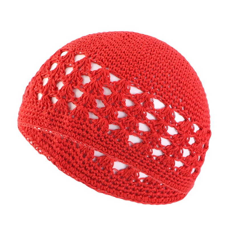 Nouveau Kufi casquette solide coton femmes hommes chapeaux de prière islamique islamique bonnet Kufi chapeaux Crochet à la main hiver garder au chaud accessoires