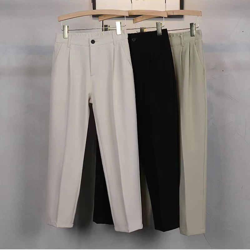 Costumes formels de style coréen pour hommes, vestes à manches courtes et pantalons longs pour hommes, coupe couvertes simple, monochromatique, ensembles de 2 pièces, printemps, automne