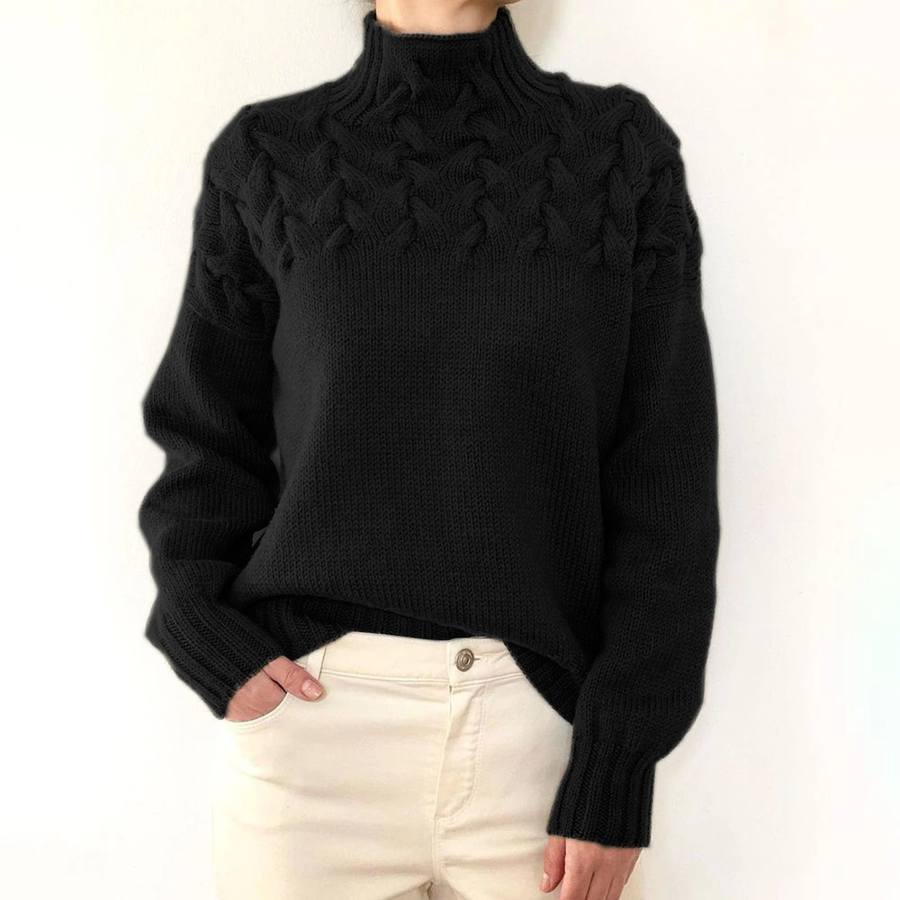 Pull décontracté à manches longues et col haut pour femmes, vêtements d'automne et d'hiver, tempérament à la mode, nouveaux détails