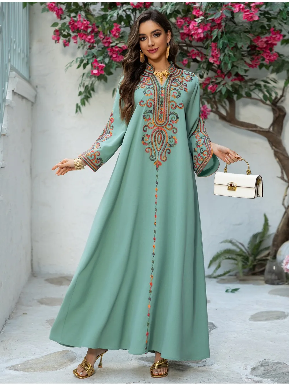 Abaya Robe pour femmes broderie robes Largos Islam arabe longue Robe Jalabiya Ramadan marocain caftan dubaï Abayas robes 2026