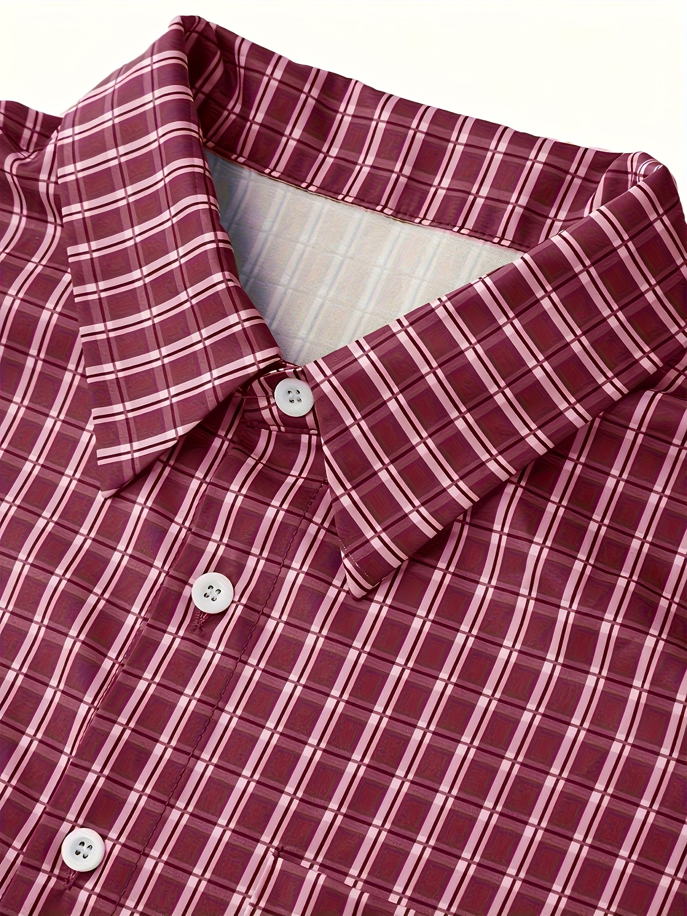 Chemise boutonnée à manches courtes pour homme, chemise décontractée à carreaux rouges rétro, idéale pour les tenues d'été