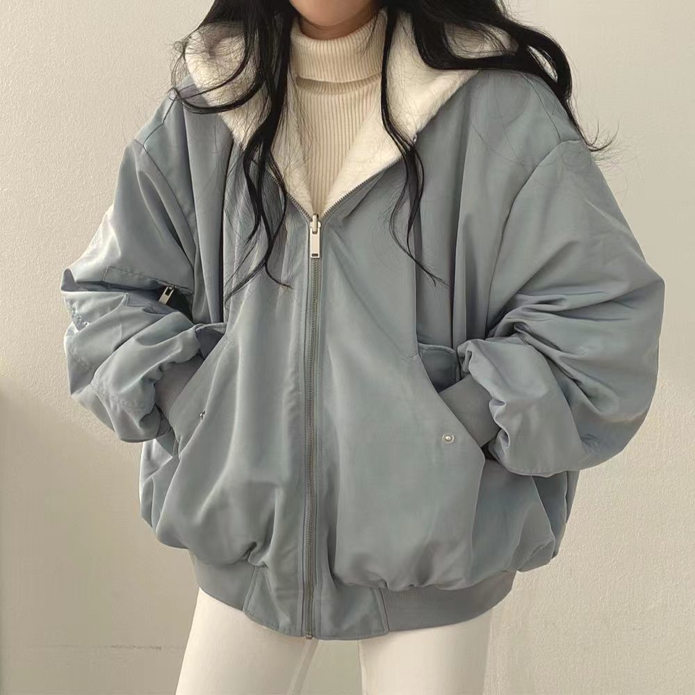 Veste chaude pour femmes automne-hiver, double face, à capuche, style coréen, veste pour étudiantes, vêtements d'extérieur pour femmes