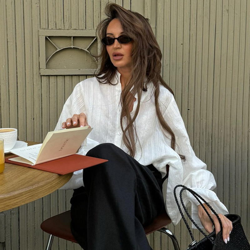 Mode chemises blanches femmes à manches longues surdimensionné Blouse 2025 nouveau printemps été Tops basiques coton Chic chemise pour les femmes