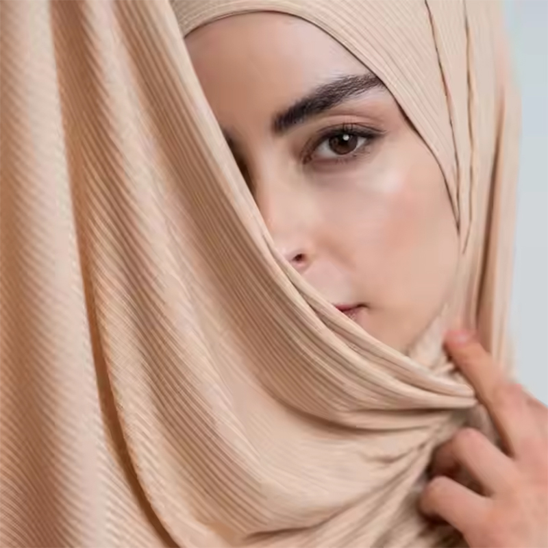 Hijabs plissés en jersey tricoté pour femmes musulmanes, écharpes unies, foulards doux, voiles pour la tête