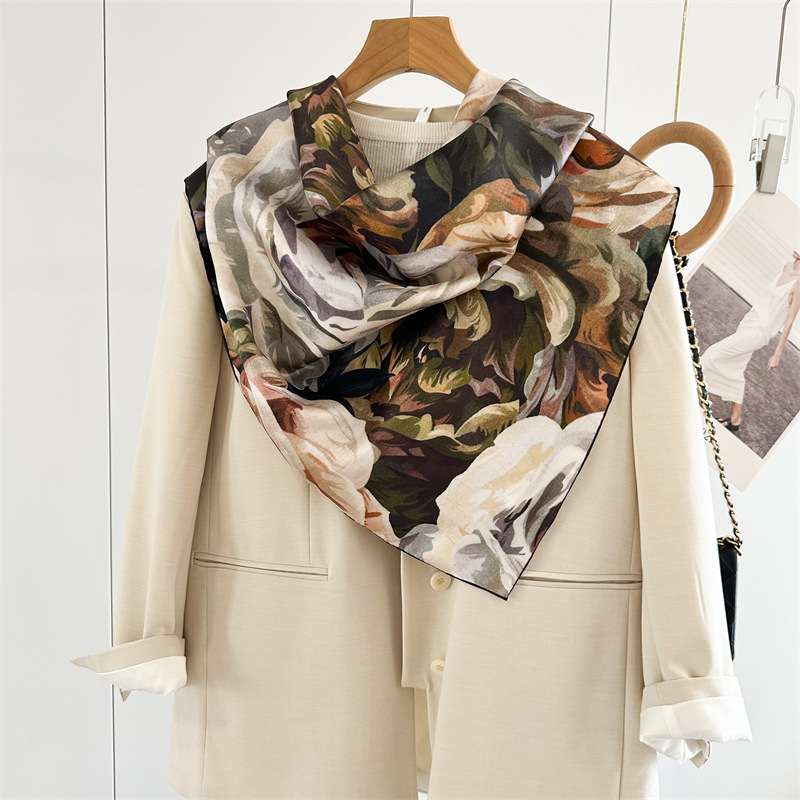 Écharpe en soie de 90 cm, châles en twill roulés à la main, foulards de luxe en soie de mûrier, bandanas pour cheveux et cou, accessoires pour le cou et la tête