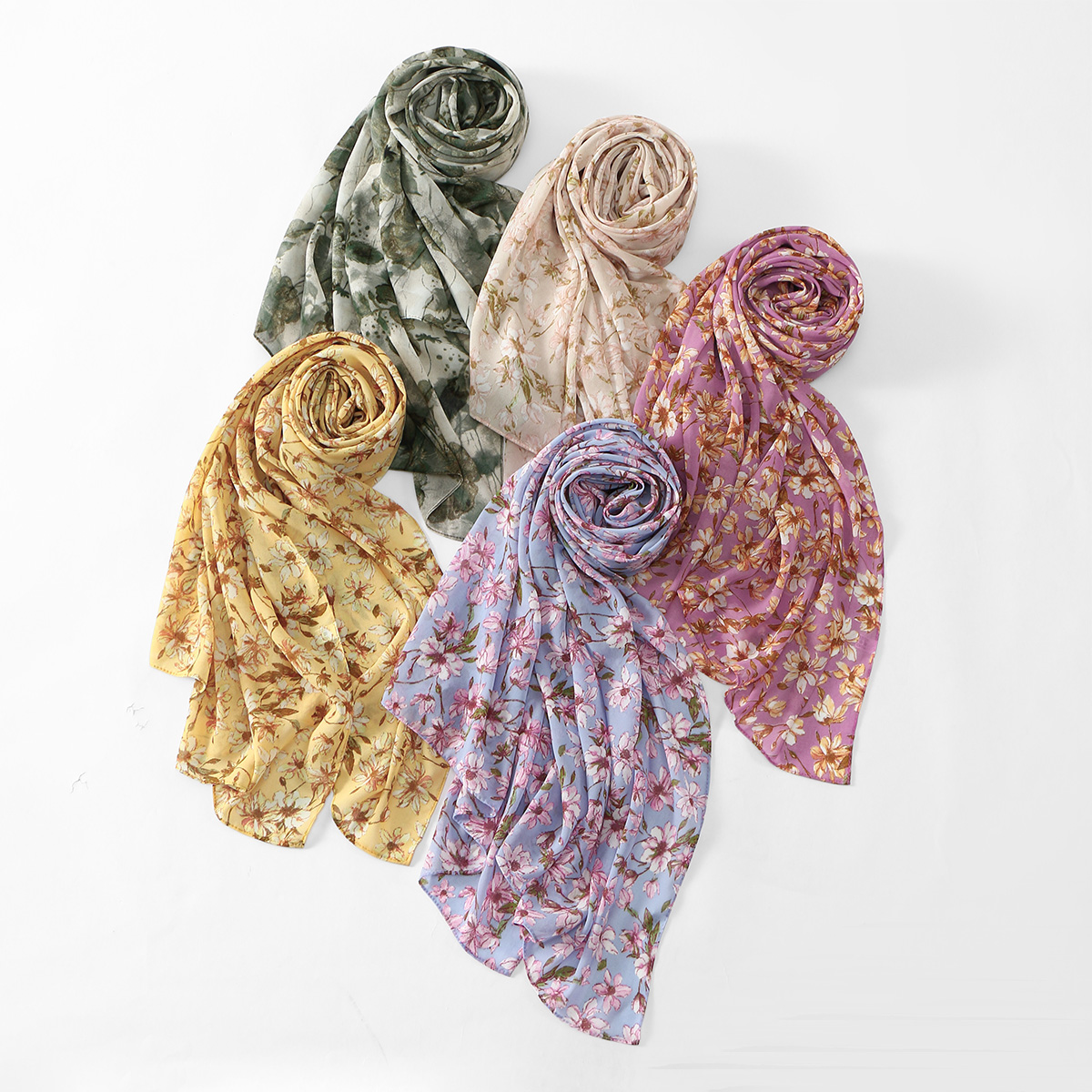 Nouveau hijab imprimé en mousseline pour femmes, châles longs doux en mousseline à petits motifs floraux, foulards de mode pour la tête