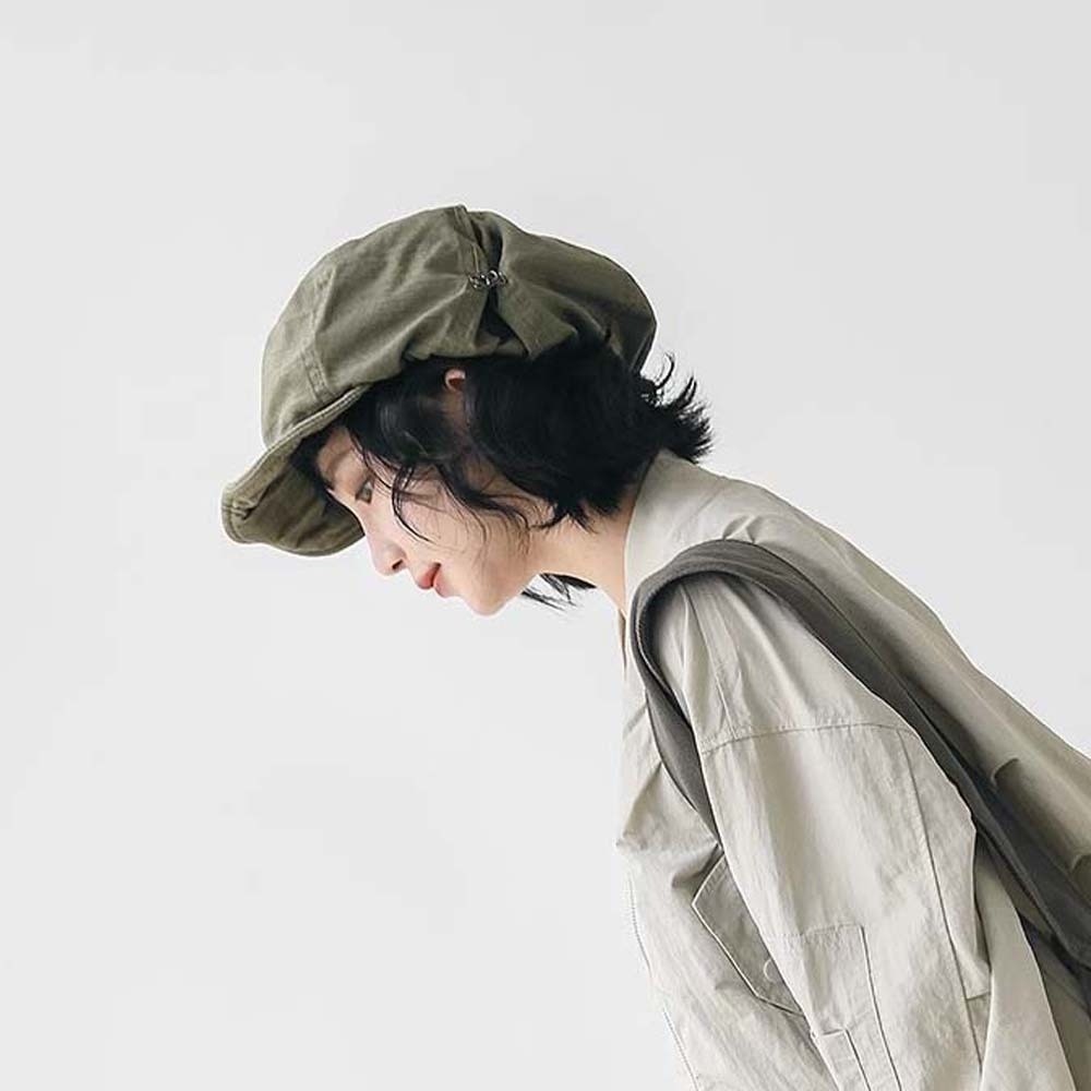 Béret nuage asymétrique, grande circonférence de la tête, Style de rue, chapeau octogonal rétro, couleur unie, Style japonais, chapeau d'artiste pour femmes