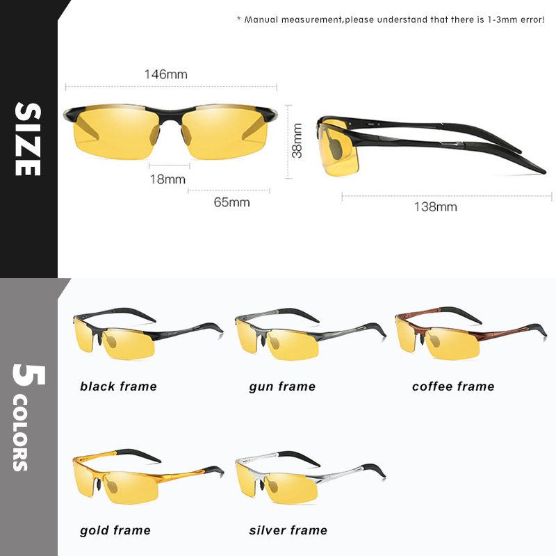 Top Anti-éblouissement jour nuit Vision lunettes pour la conduite hommes lunettes de soleil polarisées photochromique pilote lunettes lunettes zonnebril heren