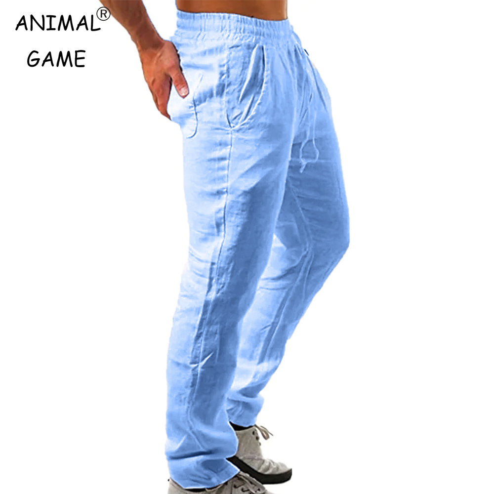 Pantalon d'été coréen en coton pour hommes, nouveau, respirant, couleur unie, confortable, Fitness, Yoga, Jogging, survêtement, Streetwear