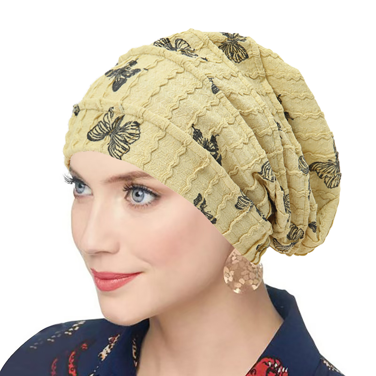 Turban imprimé papillon pour femme, chapeau indien, hijab musulman, bonnet, foulard pour perte de cheveux, bonnet chimio, couvre-chef, bandanas, turbante mujer