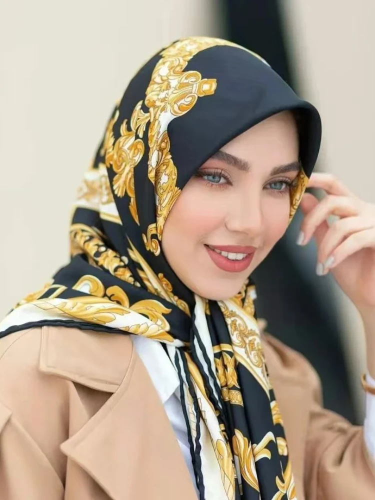 Grand Foulard Carré Imprimé JOHijabs pour Femme Musulmane, Écharpe avec Sac, Turbans Polyvalents, Nouvelle Collection