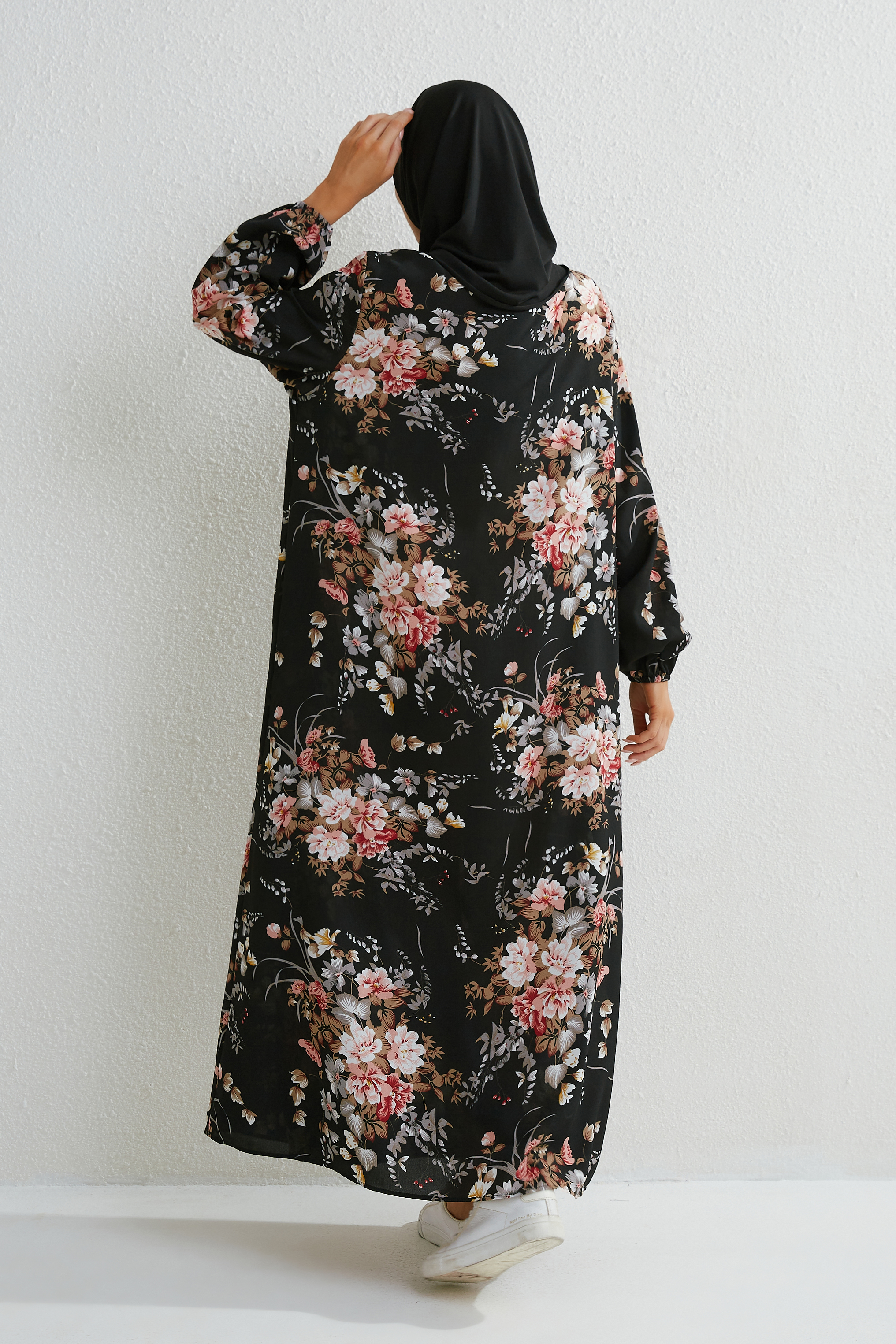 Robes musulmanes femmes robes Maxi Mujer robes femme robes amples à manches longues imprimé fleuri Robe décontractée Robe longue