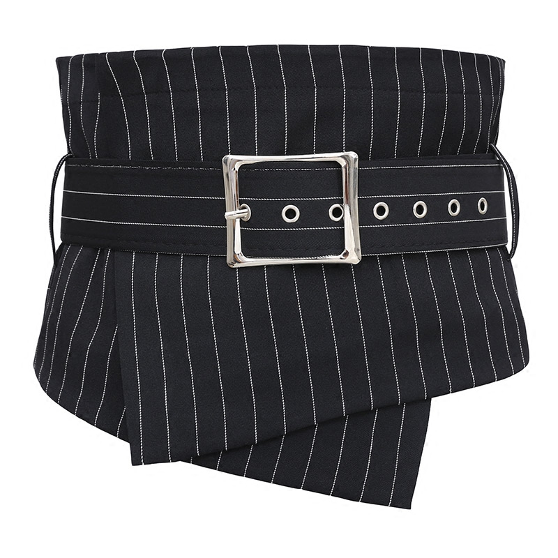 Grande ceinture corset large pour femme, tissu imbibé, ceinture de robe de chemise, rayures noires, environnement vintage et élégant