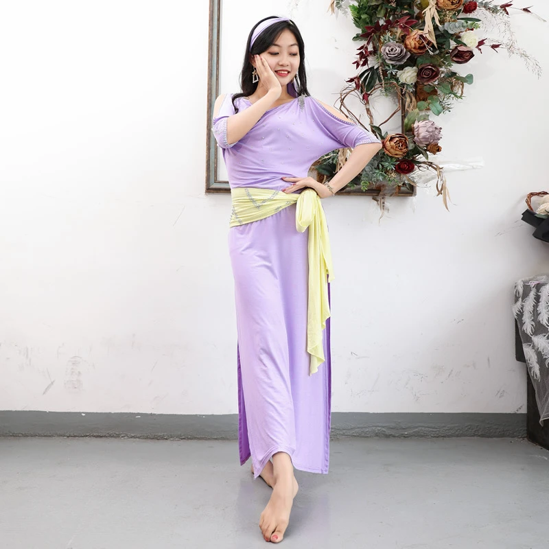 Costume de pratique de la danse du ventre pour femmes, robe Baladi, vêtements ShaBeauty, robe folklorique, performances financières féminines, robe modale