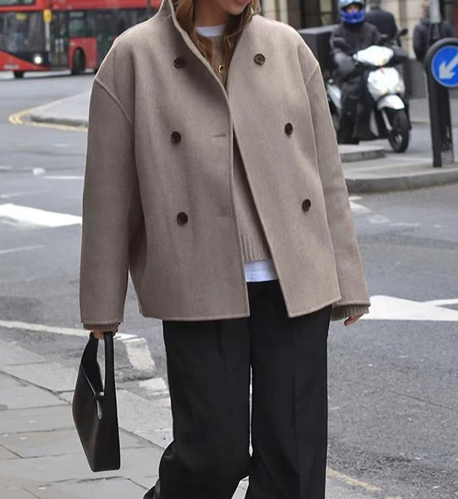 Manteau en laine à Double boutonnage pour femmes, ample, à la mode, nouvelle collection 2025