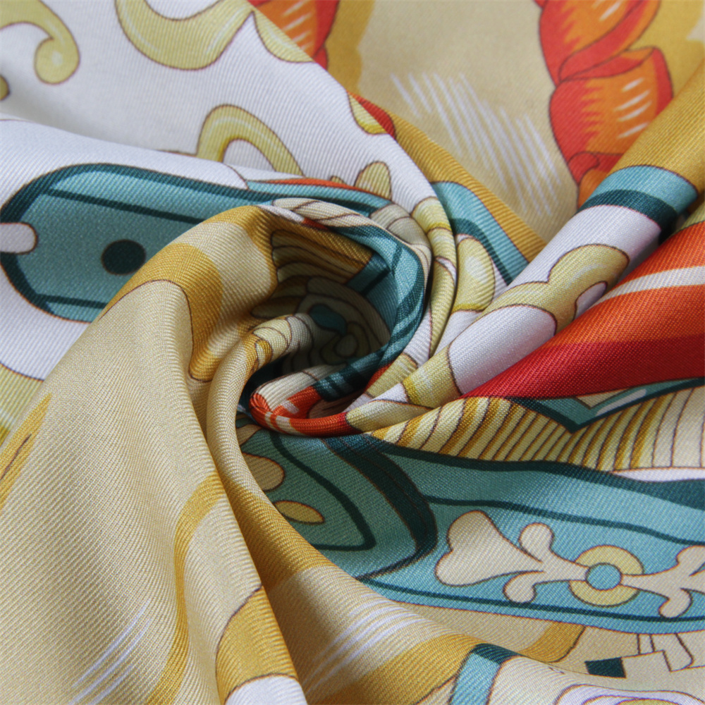 Foulards en soie deux chevaux imprimé sergé foulard en soie femmes châles Design de luxe Hijab mode carré frisé écharpe foulard