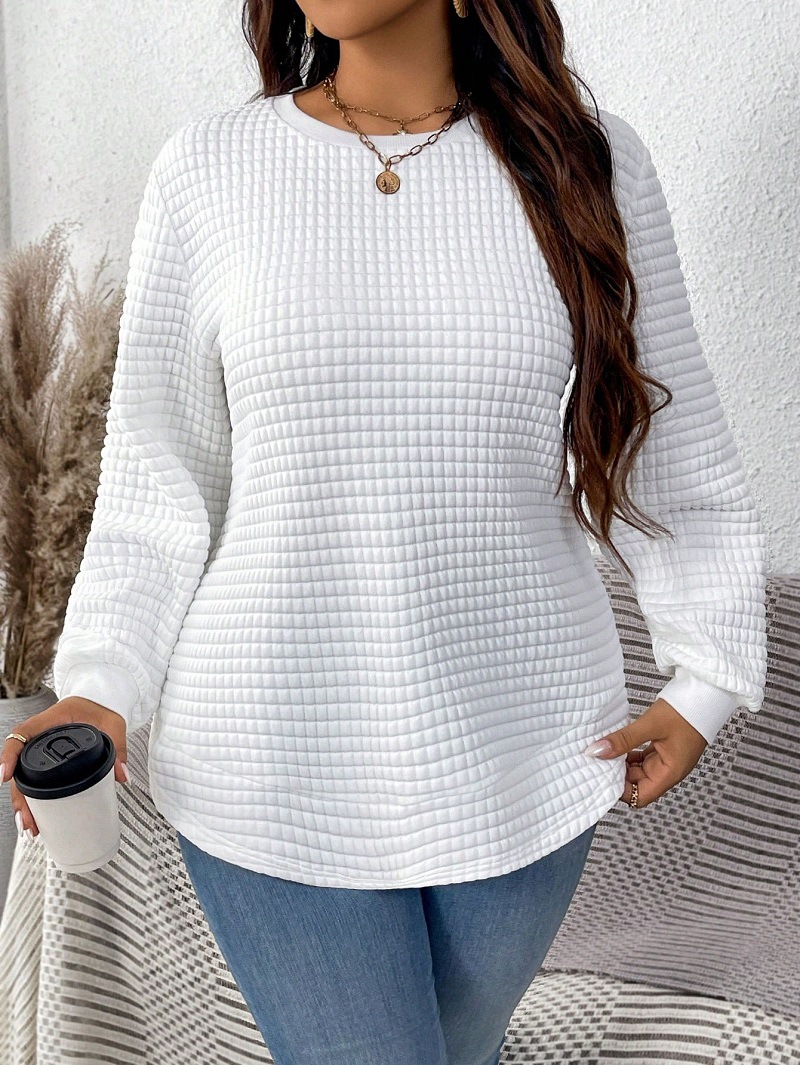 Sweat-shirt à carreaux grande taille pour femme, pull décontracté, monochromatique, document, mode printemps et hiver, convient pour CommConsulTravel