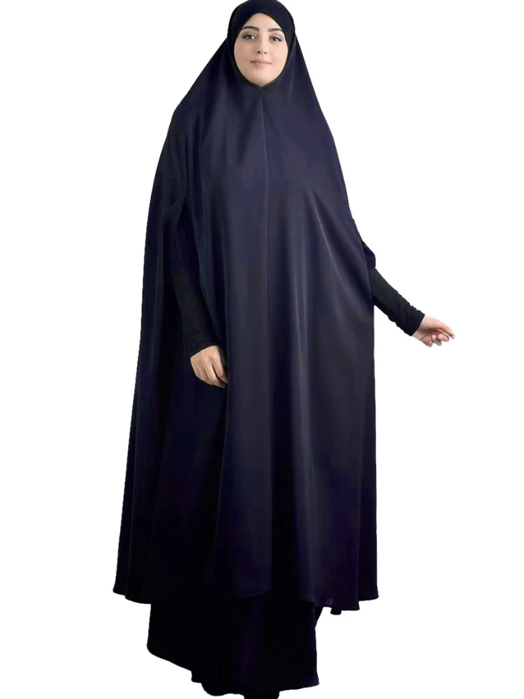 Femmes prière vêtement 2 pièces ensemble Ramadan musulman à capuche longue Khimar Hijab robe Abaya couverture complète Eid robe Abayas Niqab Jilbab