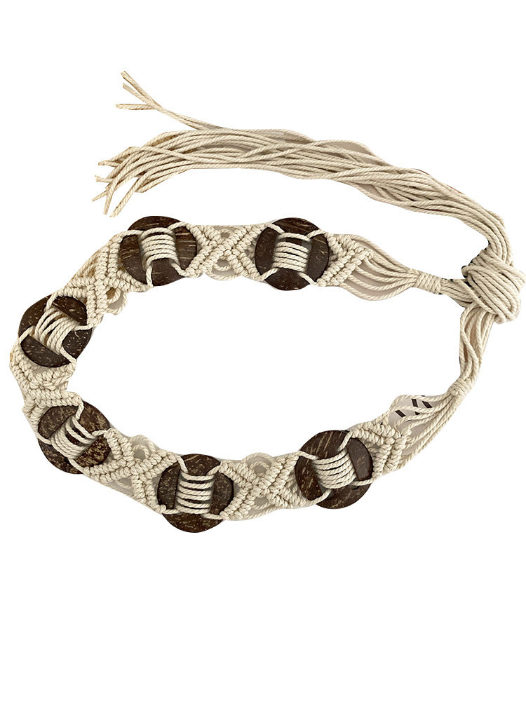 Ceinture tressée pour femme, accessoire de jupe nouveau style, chaîne de taille au design original, ceinture large en corde de style ethnique rétro, idéale pour le quotidien