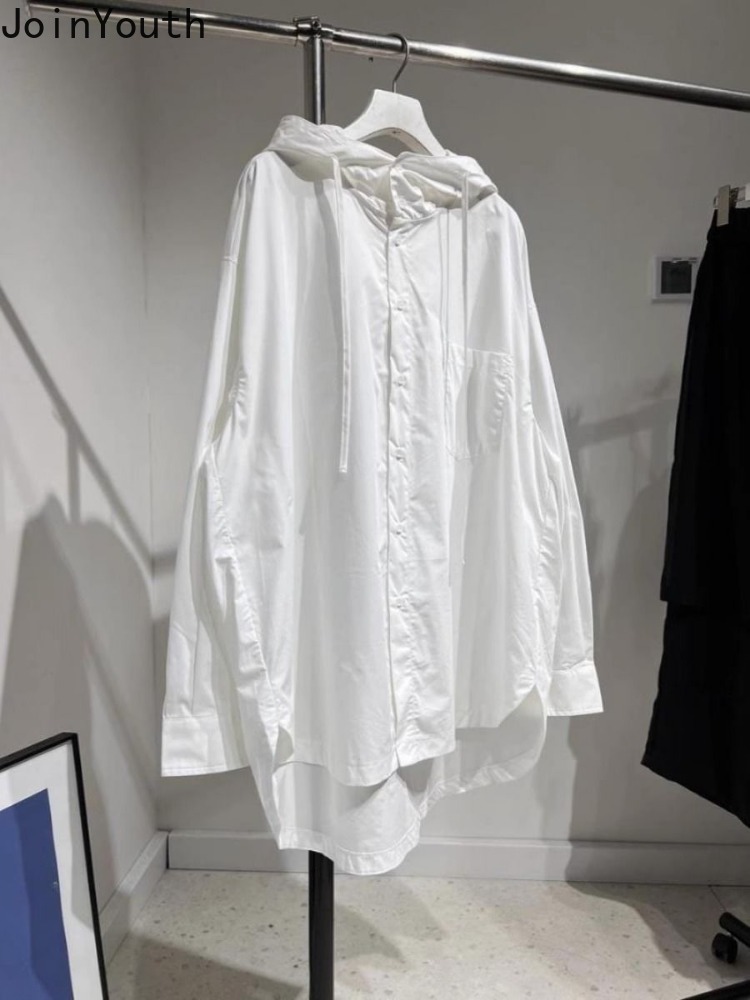 Haut pour femme Blouses surdimensionnées vêtements pour femmes 2025 Blusas Mujer De Moda chemises à capuche à manches longues décontracté mode chemisier blanc