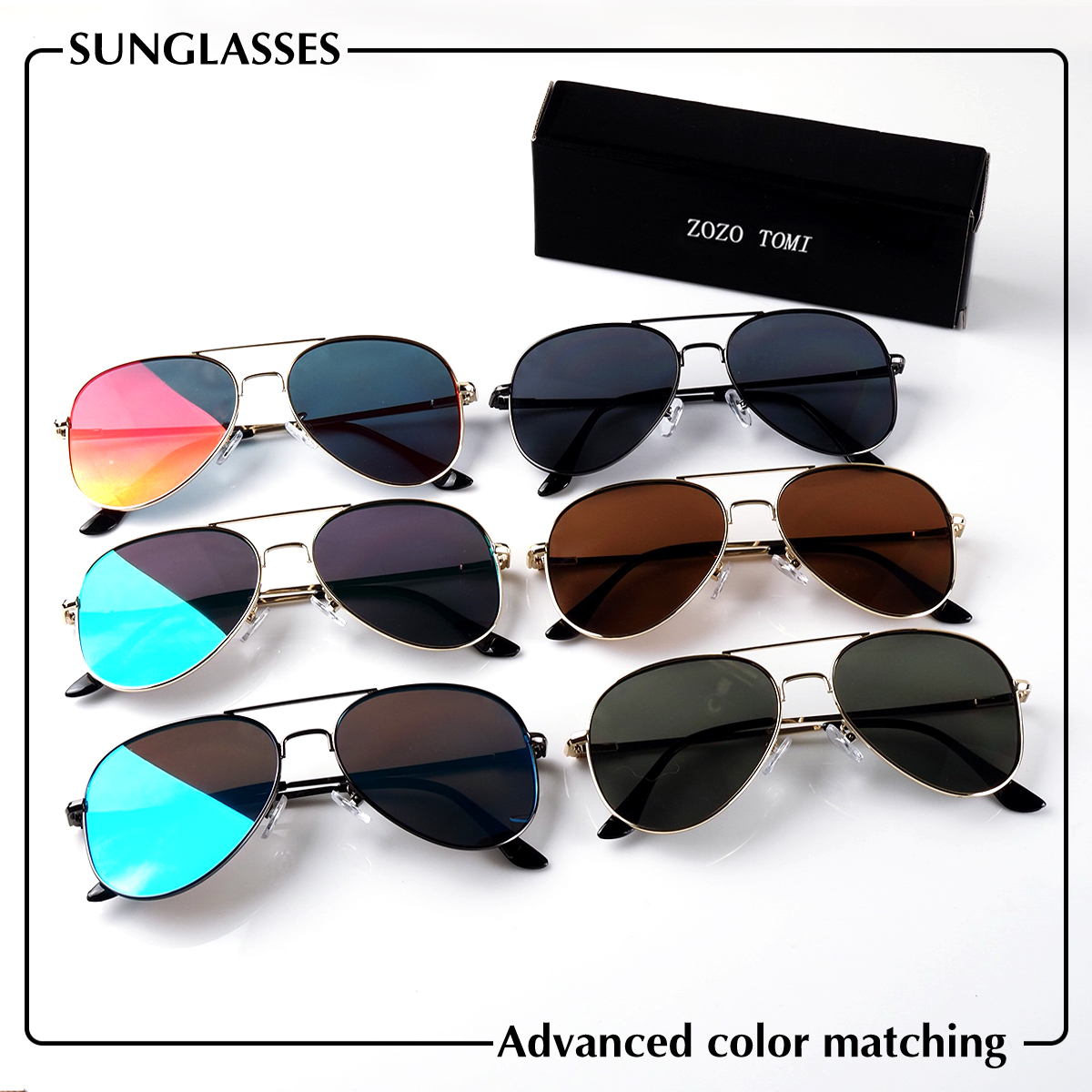 Lunettes de soleil de luxe pour hommes et femmes, monture en métal de haute qualité, forme classique en goutte, revêtement miroir, protection UV400