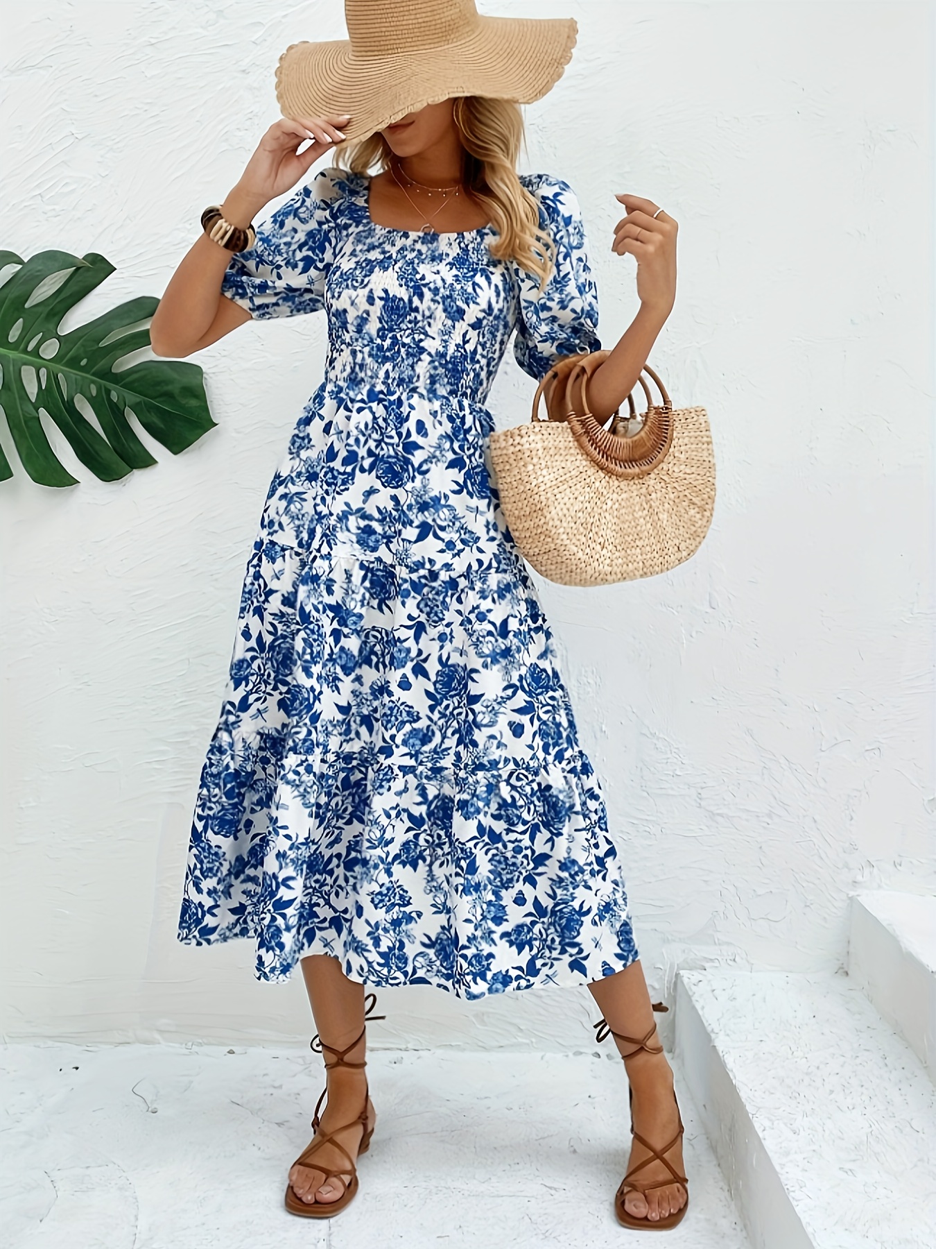 Robe longue à imprimé Floral, Direction élégante, avec col, robe Maxi à imprimé Floral, mode femme, Style élégant