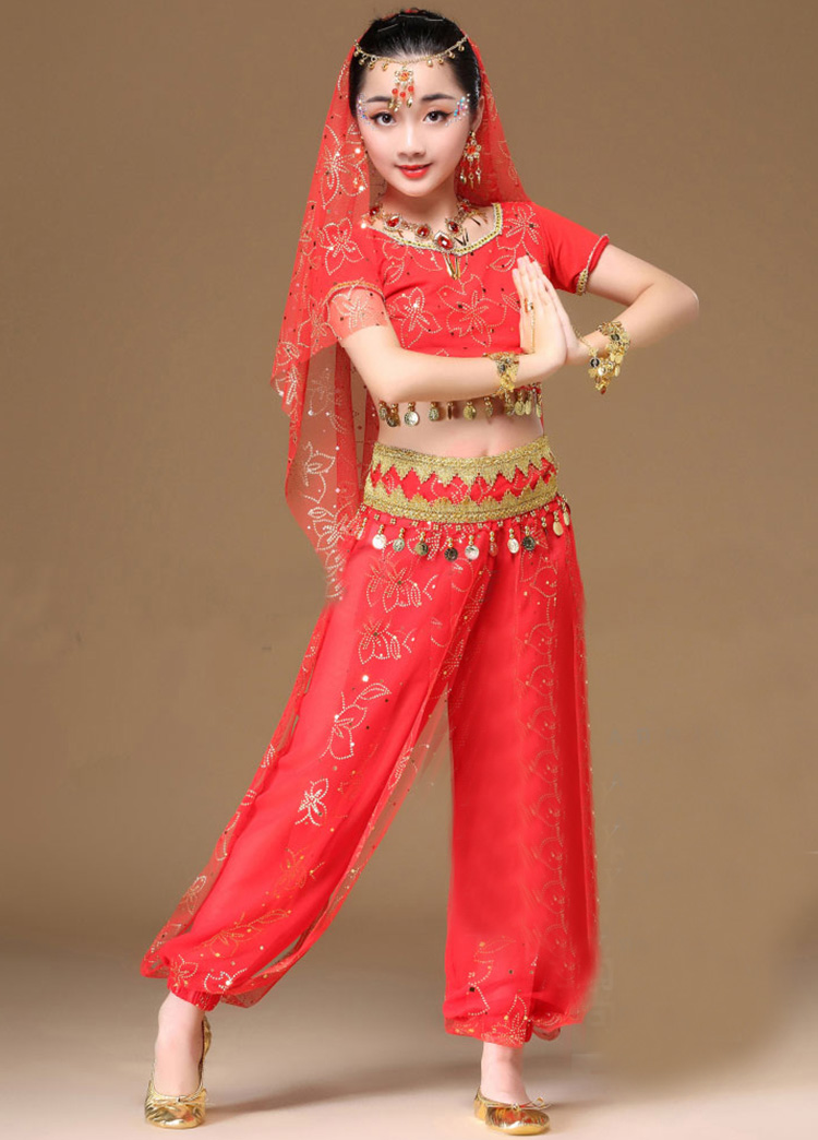 Costumes de danse orientale filles egypte enfant Costumes de danse du ventre ensemble égyptien Bollywood indien vêtements de danse du ventre inde 3 couleurs