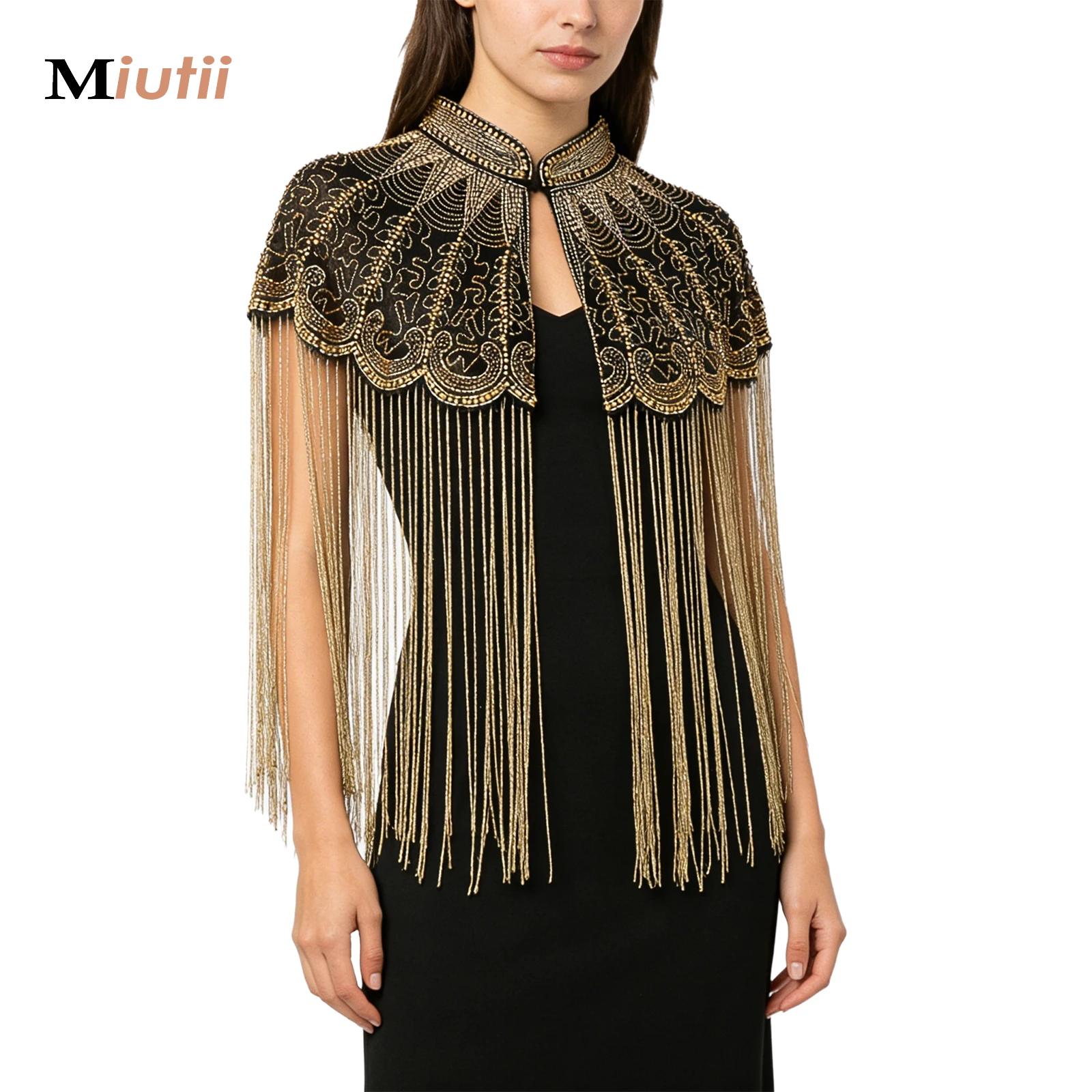 Châle vintage élégant des années 20 avec perles et pompons, cape de mariage, écharpes de mariée, châles pour femmes, robes de soirée Cheongsam, pour fêtes formelles et mariages