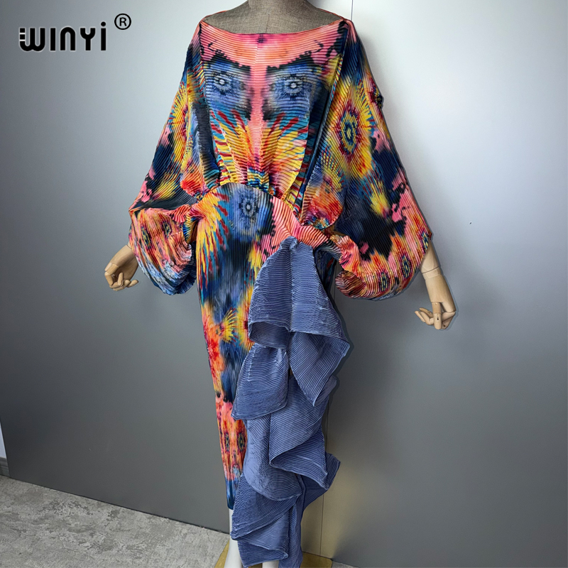 Robe plissée ajustée WINYI pour femme, coupe haute, style kaftan musulman, abaya de luxe de Dubaï, longue robe de soirée, idéale pour la plage