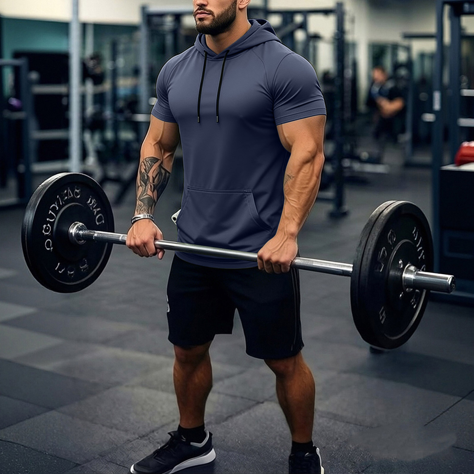 Hauts décontractés pour hommes, T-shirts à capuche à manches courtes pour hommes, respirants, en maille légère, pour l'entraînement, la gym, l'athlétisme, Ropa De Hombre