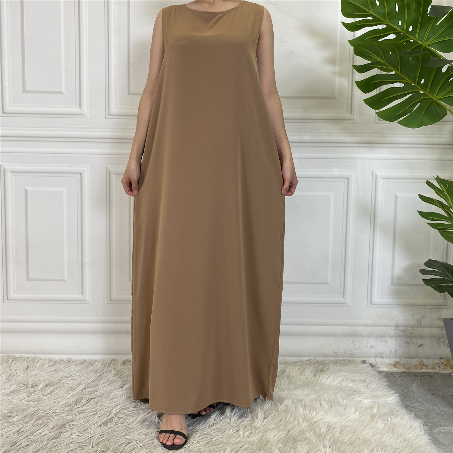 Robe Longue sans Manches de Type Abaya Musulman pour Femme, Robe de Soirée Modeste en Caftan Marocain de Plusieurs Couleurs, Produit Islamique, Nouvelle Collection