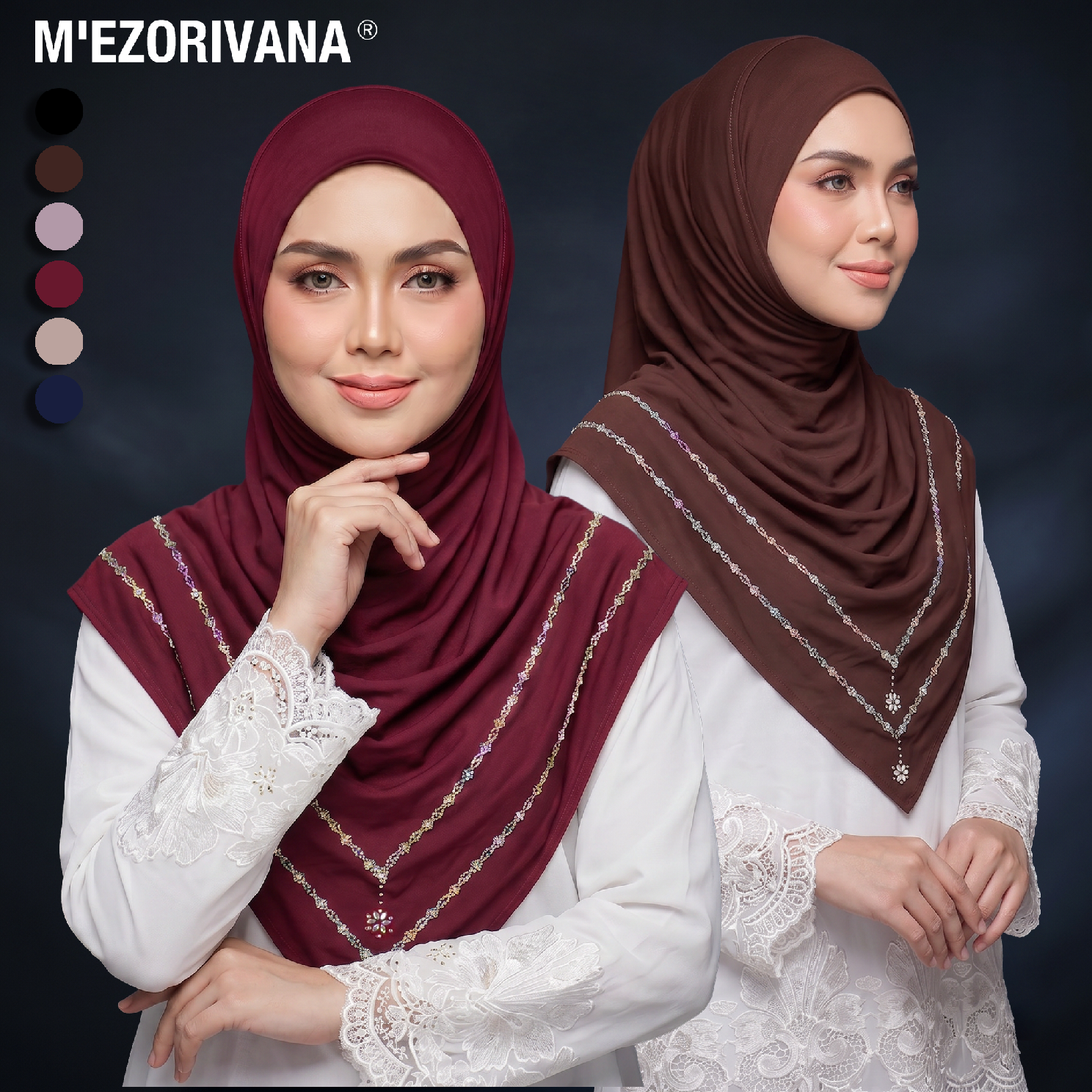 1 foulard musulman pour femme m'Ezorivana, avec une texture luxueuse et un design double couche orné de diamants, bord intégré doux et confortable, facile à porter, adapté à un usage quotidien, cadeau du Ramadan