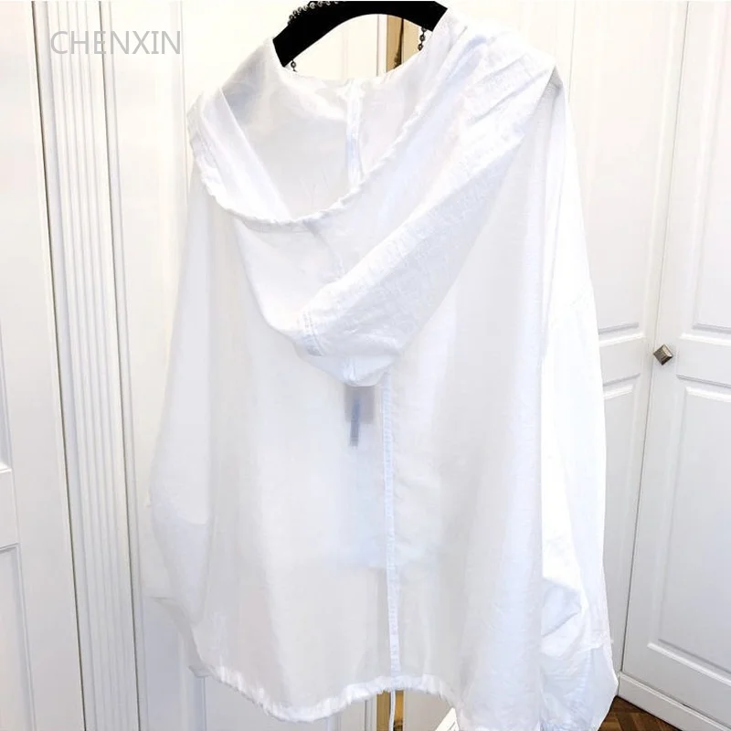 Vestes d'été à capuche pour femmes, manteaux à fermeture éclair résistants au soleil, fins, amples, transparents, vêtements d'extérieur respirants, vêtements légers noirs